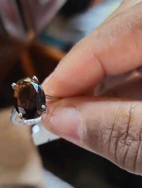 Sterling Silver Smoky Quartz Oval Ring - Brown Gemstone